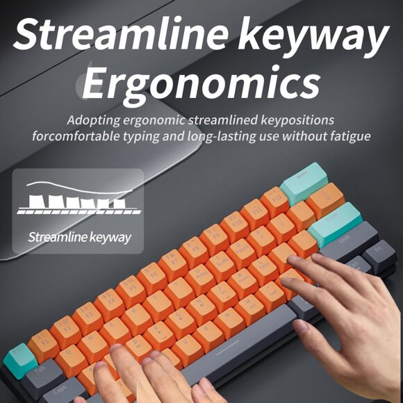 61-Key USB Mini Mechanical Gaming Keyboard with Hot-Swappable Red Switches - Picture 1 of 6